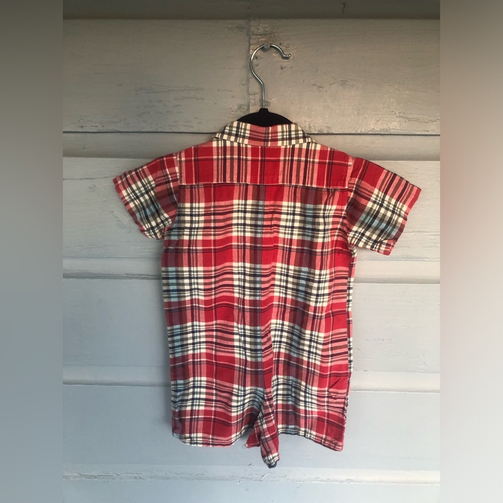 Ralph Lauren boys plaid collared dress romper outfit 12-18 months - Picture 3 of 4